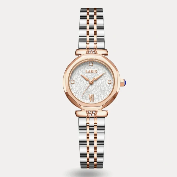 ساعة ميساء النسائية بلون فضي وروز قولد | LOS015L